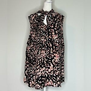 Ava & Viv floral neck tie sleeveless blouse 3X